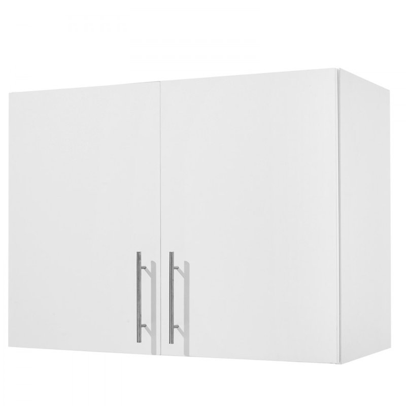 Laundry Room Wall Cabinet, 2-Tier Wall Mounted Hanging Cabinet with 2 Doors, Cupboard Organizer with Adjustable Shelf, for Bathroom, Kitchen, Garage, Laundry, 16 x 32 x 24 in (D x W x H), White